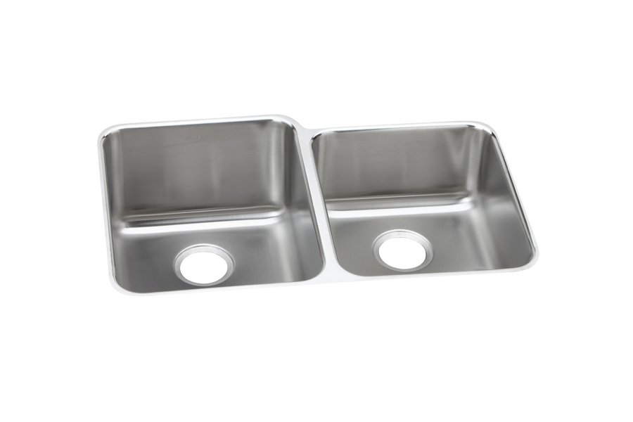 Lustertone® Classic Stainless Steel, 31-1/4" x 20-1/2" x 5-3/8" Offset Double Bowl Undermount ADA Sink