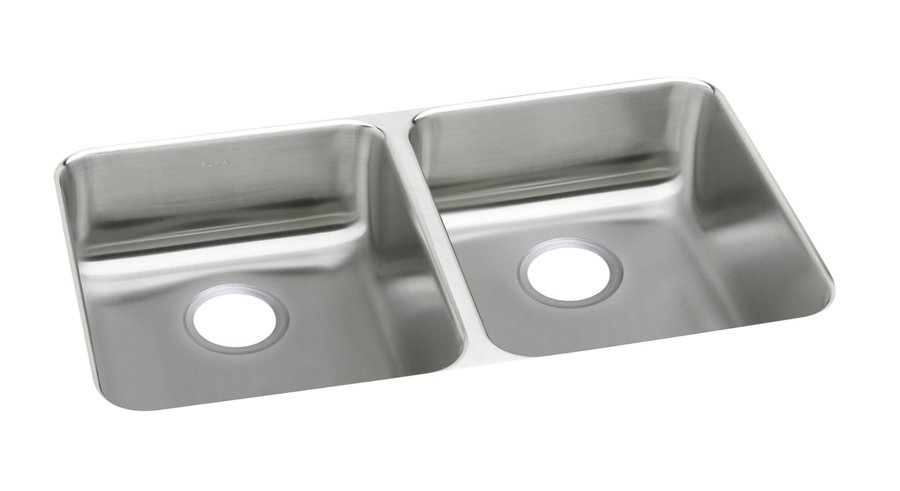 Lustertone® Classic Stainless Steel, 35-3/4" x 18-1/2" x 4-3/8" Equal Double Bowl Undermount ADA Sink