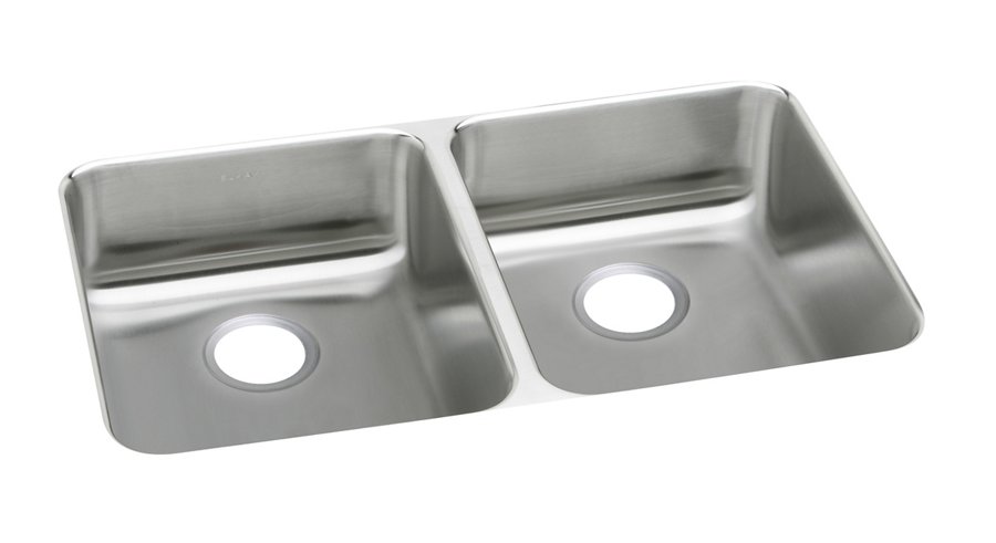 Lustertone® Classic Stainless Steel, 35-3/4" x 18-1/2" x 4-7/8" Equal Double Bowl Undermount ADA Sink