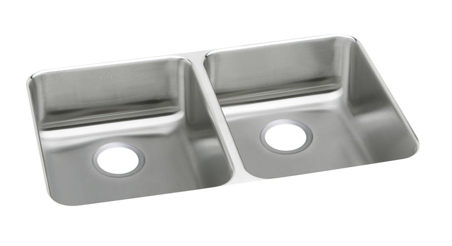 Lustertone® Classic Stainless Steel, 35-3/4" x 18-1/2" x 5-3/8" Equal Double Bowl Undermount ADA Sink
