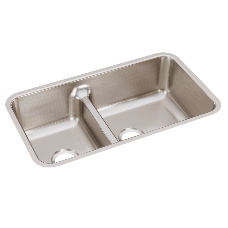 Lustertone® Classic Stainless Steel 32-1/16" x 18-1/2" x 9" 40/60 Double Bowl Undermount Sink with Aqua Divide