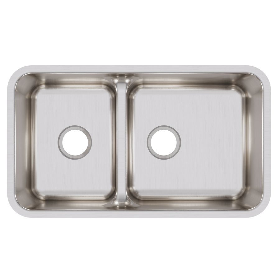 Lustertone® Classic Stainless Steel 32-1/16" x 18-1/2" x 9" 40/60 Double Bowl Undermount Sink with Aqua Divide