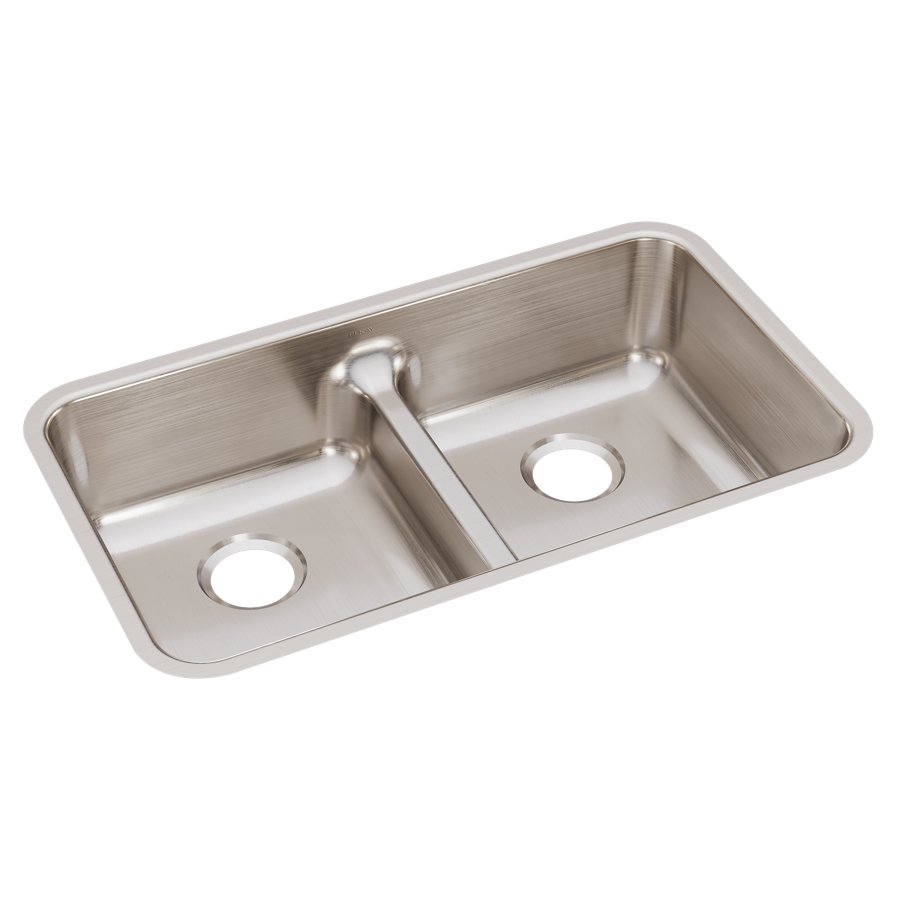 Lustertone® Classic Stainless Steel 32-1/16" x 18-1/2" x 8" Equal Double Bowl Undermount Sink with Aqua Divide