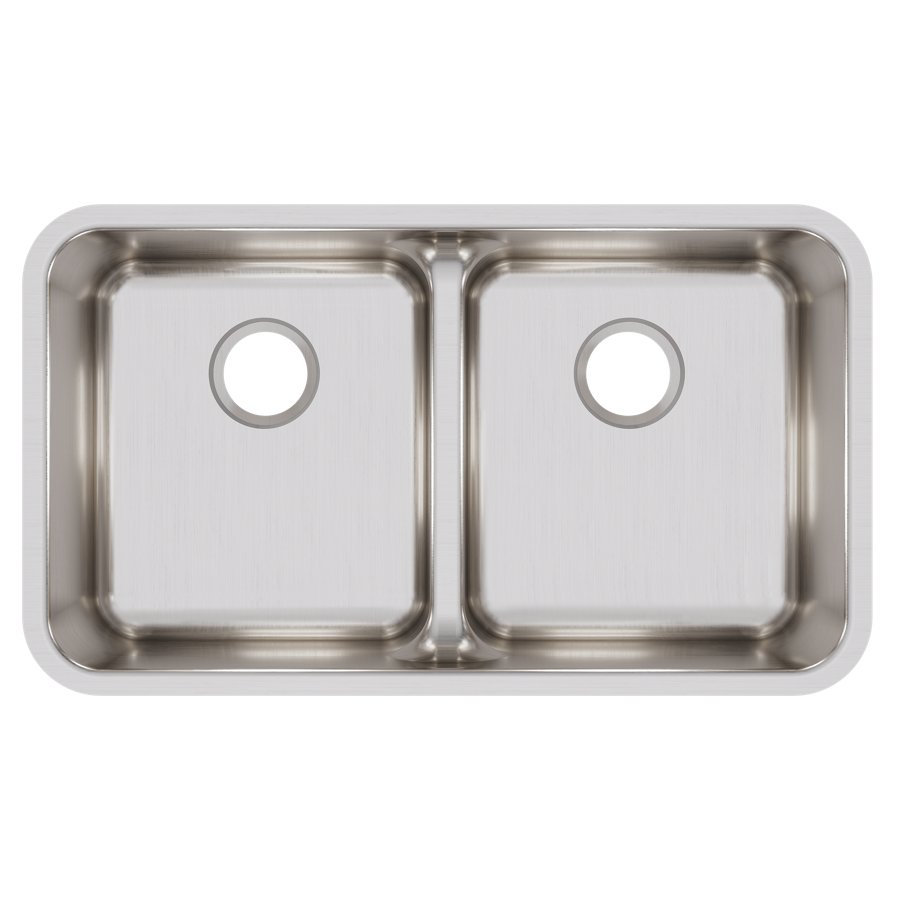 Lustertone® Classic Stainless Steel 32-1/16" x 18-1/2" x 8" Equal Double Bowl Undermount Sink with Aqua Divide