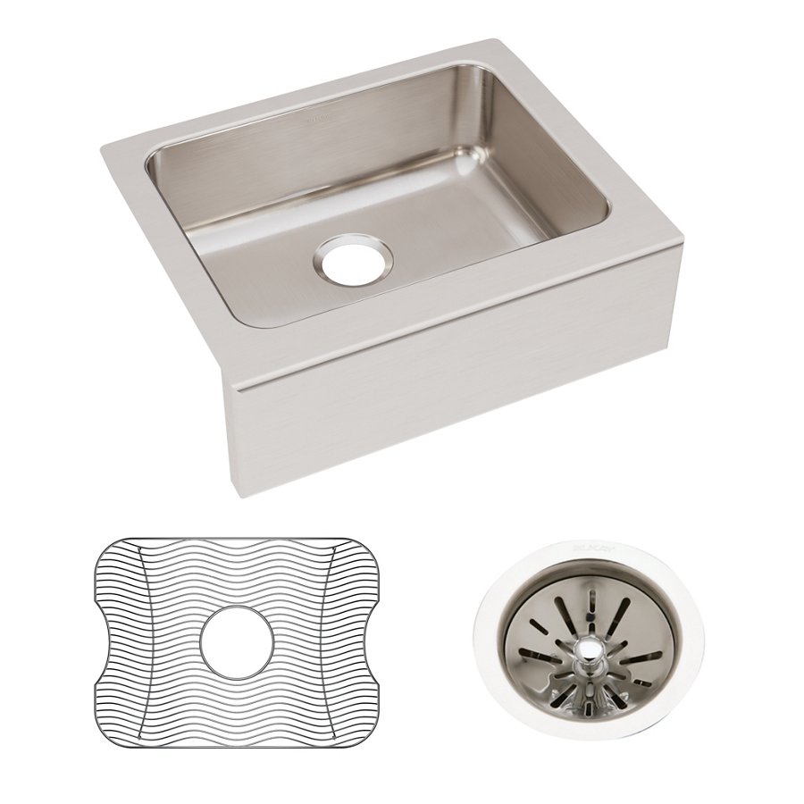 Lustertone® Classic Stainless Steel 25" x 20-1/2" x 7-7/8" Single Bowl Farmhouse Sink Kit