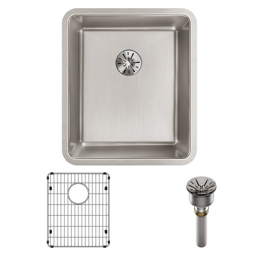Lustertone Iconix® 16 Gauge Stainless Steel 16" x 18-1/2" x 8" Single Bowl Undermount Sink Kit with Perfect Drain®