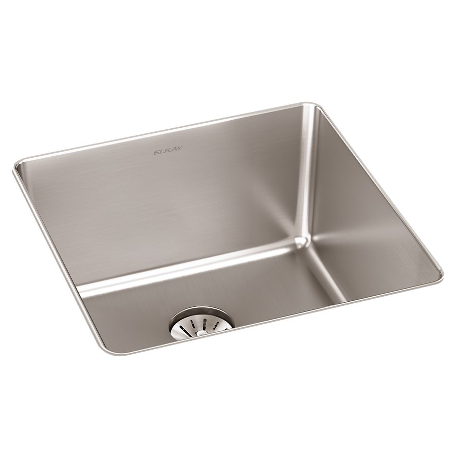 Lustertone Iconix® 16 Gauge Stainless Steel 18-1/2" x 18-1/2" x 9" Single Bowl Undermount Sink with Perfect Drain®