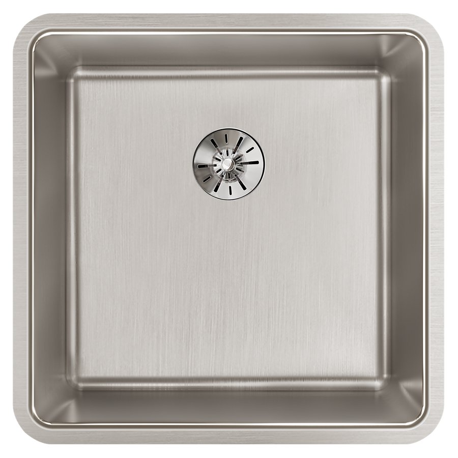 Lustertone Iconix® 16 Gauge Stainless Steel 18-1/2" x 18-1/2" x 9" Single Bowl Undermount Sink with Perfect Drain®