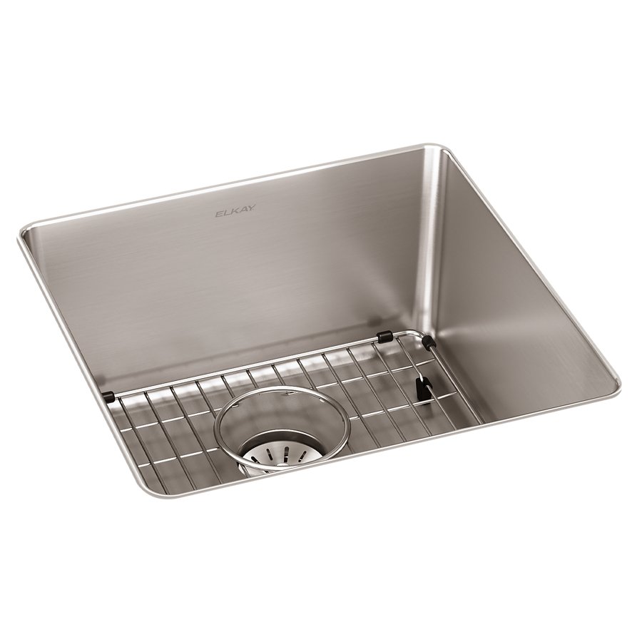 Lustertone Iconix® 16 Gauge Stainless Steel 18-1/2" x 18-1/2" x 9" Single Bowl Undermount Sink Kit with Perfect Drain®