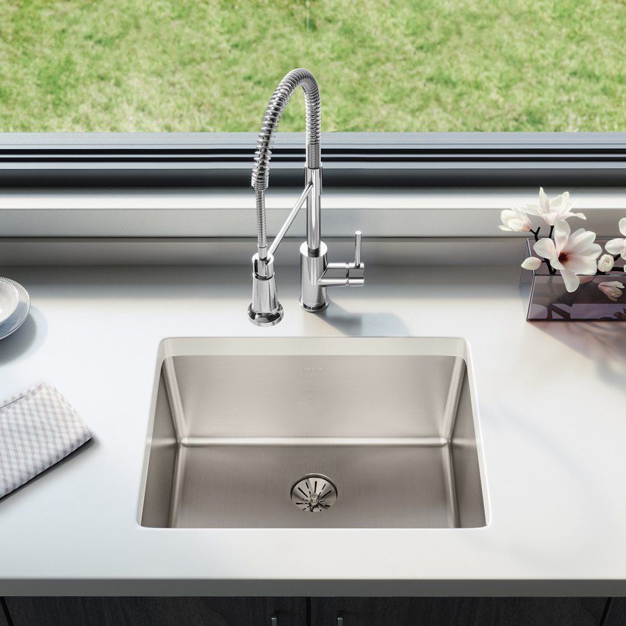 Lustertone Iconix® 16 Gauge Stainless Steel, 23-1/2" x 18-1/4" x 9" Single Bowl Undermount Sink with Perfect Drain®