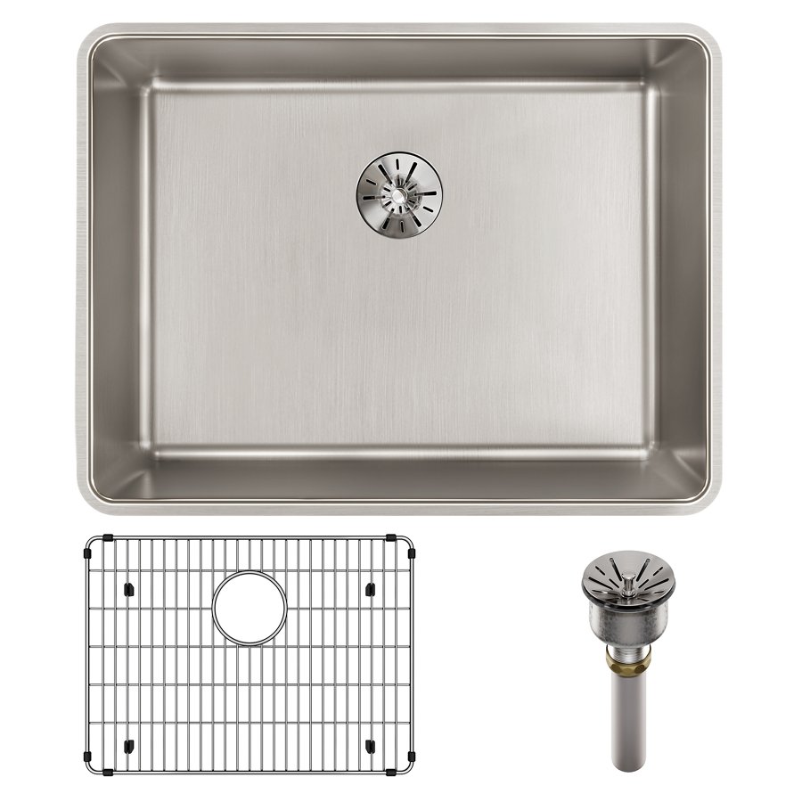 Lustertone Iconix® 16 Gauge Stainless Steel 23-1/2" x 18-1/4" x 9" Single Bowl Undermount Sink Kit with Perfect Drain®