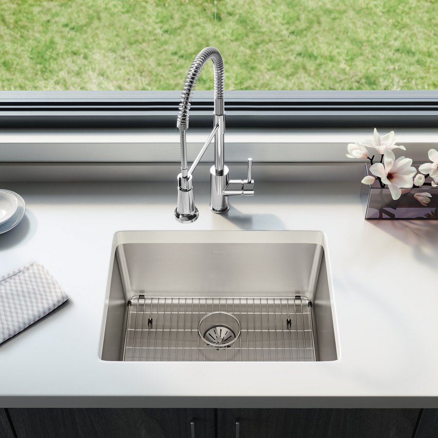 Lustertone Iconix® 16 Gauge Stainless Steel 23-1/2" x 18-1/4" x 9" Single Bowl Undermount Sink Kit with Perfect Drain®