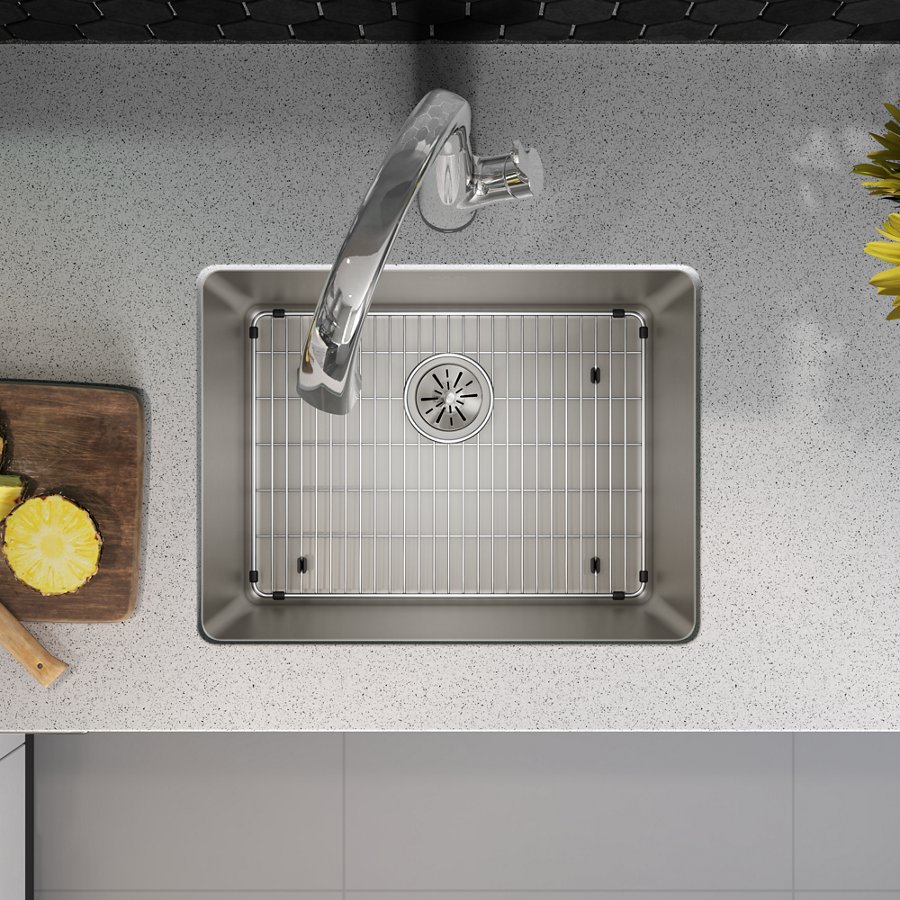 Lustertone Iconix® 16 Gauge Stainless Steel 23-1/2" x 18-1/4" x 9" Single Bowl Undermount Sink Kit with Filtered Faucet with Perfect Drain®