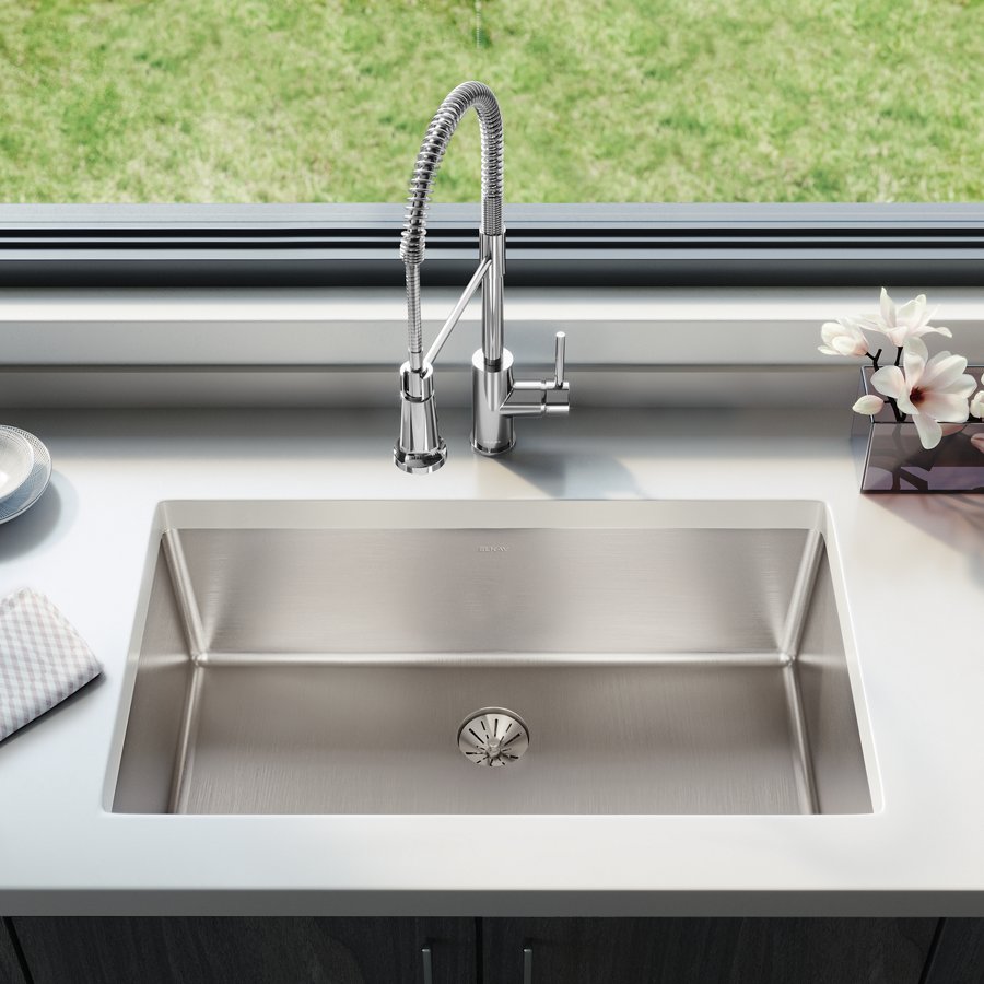 Lustertone Iconix® 16 Gauge Stainless Steel, 32-1/2" x 19-1/2" x 9" Single Bowl Undermount Sink with Perfect Drain®