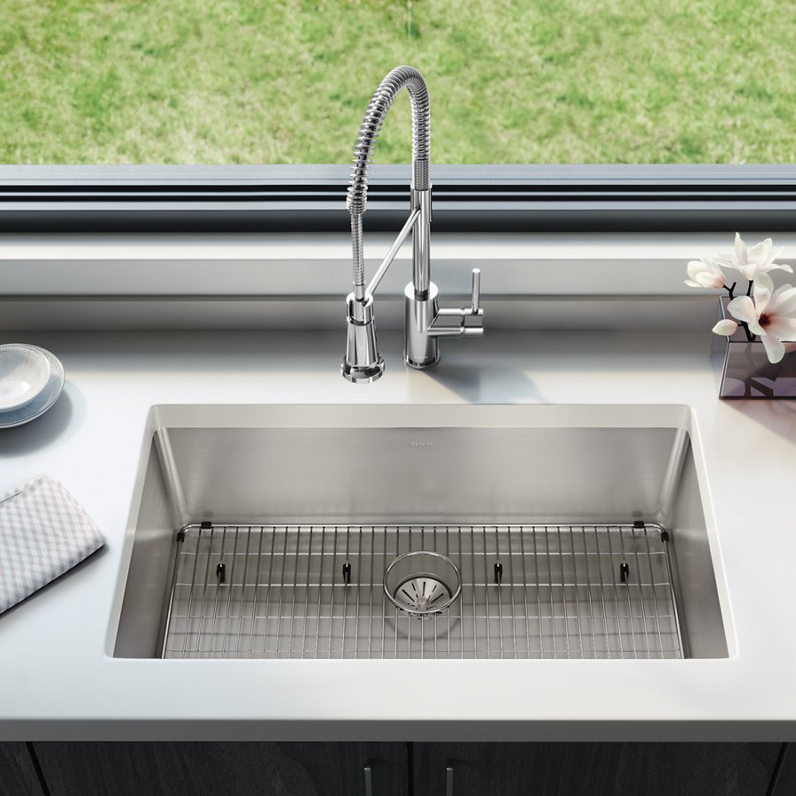 Lustertone Iconix® 16 Gauge Stainless Steel 32-1/2 x 19-1/2" x 9" Single Bowl Undermount Sink Kit with Perfect Drain®