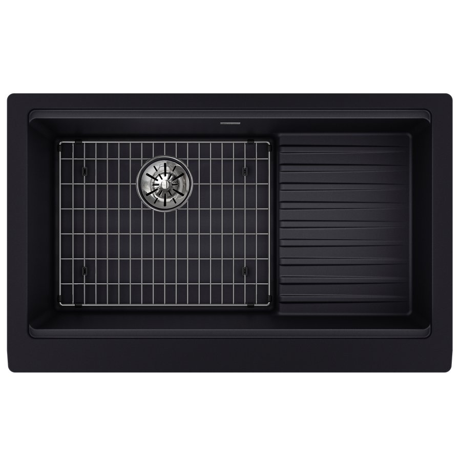 Ferguson Exclusive Quartz Luxe® 35-7/8" x 22-1/2" x 9-1/2" Single Bowl Farmhouse Sink w/Drainboard+Perfect Drain®