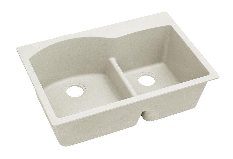 Quartz Luxe® 33" x 22" x 10" Offset 60/40 Double Bowl Drop-in Sink with Aqua Divide