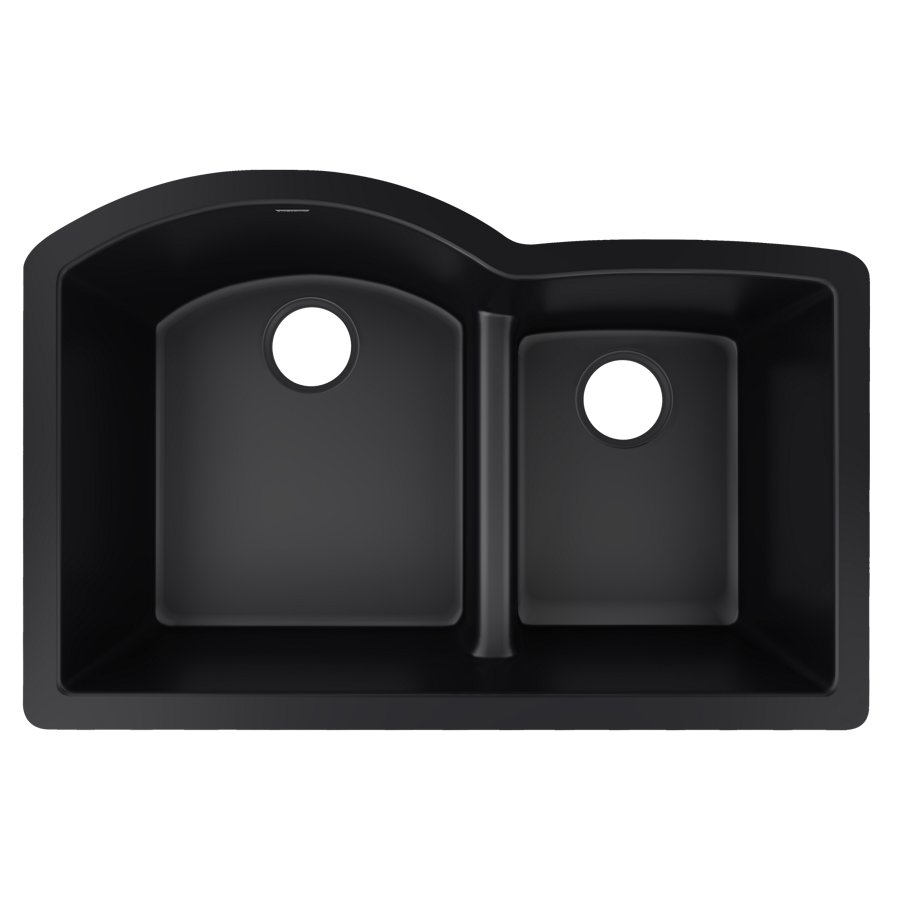Quartz Luxe® 33" x 22" x 10" Offset 60/40 Double Bowl Undermount Sink with Aqua Divide™