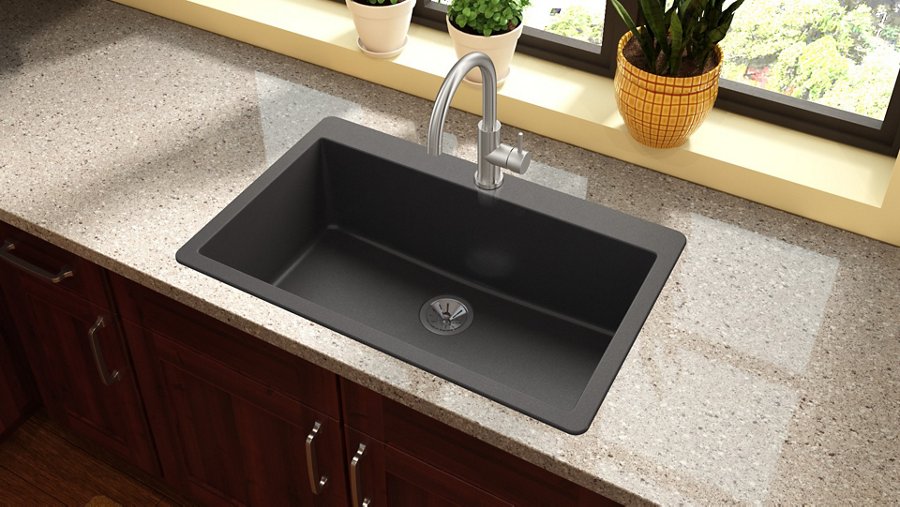 Quartz Luxe® 33" x 20-7/8" x 9-7/16" Single Bowl Drop-in Sink