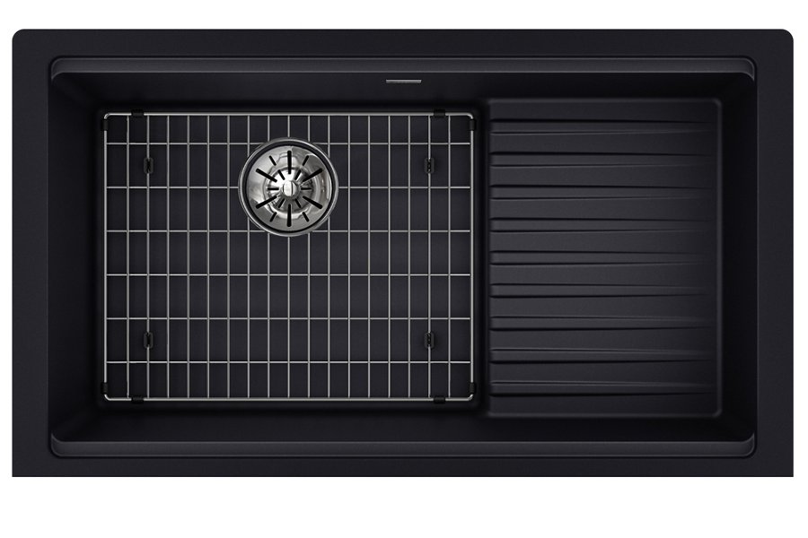 Ferguson Exclusive Quartz Luxe® 35-7/8" x 20-5/8" x 9-1/2" Single Bowl Undermount Sink w/Drainboard+Perfect Drain®