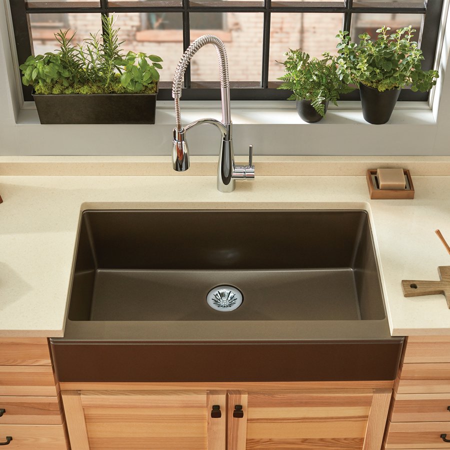 Quartz Luxe® 35-7/8" x 20-15/16" x 9" Single Bowl Farmhouse Sink with Perfect Drain®