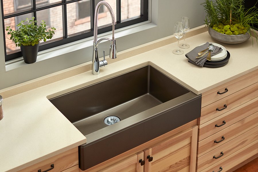 Quartz Luxe® 35-7/8" x 20-15/16" x 9" Single Bowl Farmhouse Sink with Perfect Drain®
