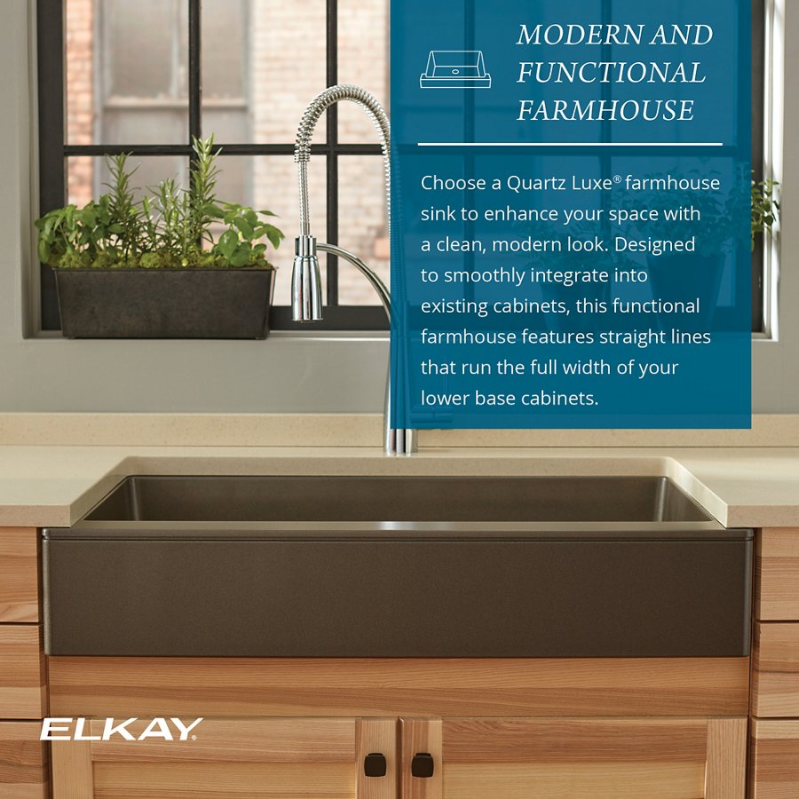 Quartz Luxe® 35-7/8" x 20-15/16" x 9" Single Bowl Farmhouse Sink with Perfect Drain®