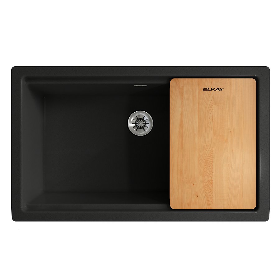 Quartz Luxe® 35-7/8" x 21-9/16" x 9" Single Bowl 10" Apron Farmhouse Workstation Sink with Perfect Drain®