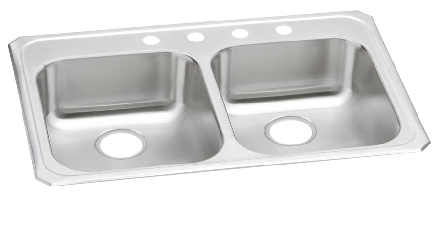Celebrity® Stainless Steel 33" x 21-1/4" x 5-3/8" Equal Double Bowl Drop-in Sink