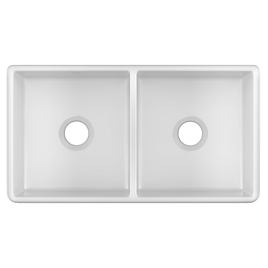 Burnham™ Fireclay 33" x 18" x 7-11/16" Double Bowl Farmhouse Sink White