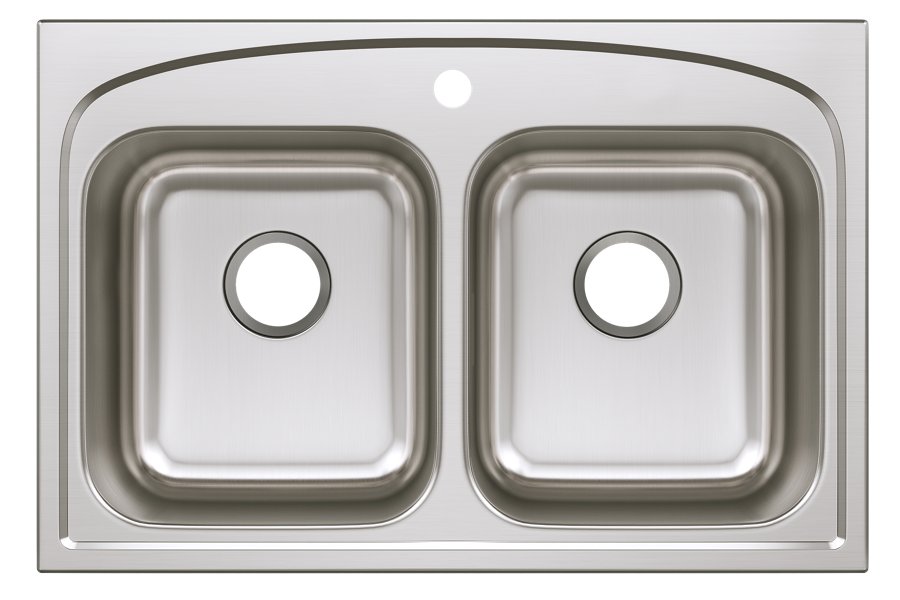 Pergola™ Stainless Steel 33" x 22" x 9" 1-Hole Double Bowl Drop-in Sink