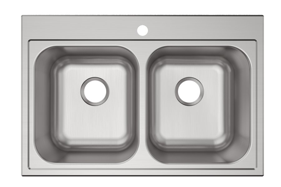 Parkway™ 33" x 22" x 9" Stainless Steel 1-Hole Double Bowl Drop-in Sink