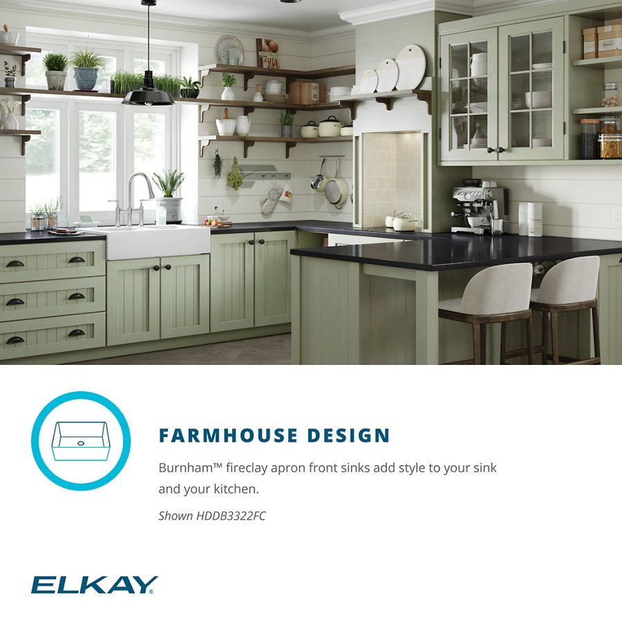 Burnham™ Fireclay 33" x 22" x 8-1/2" 3-Hole Double Bowl Drop-In Farmhouse Sink White