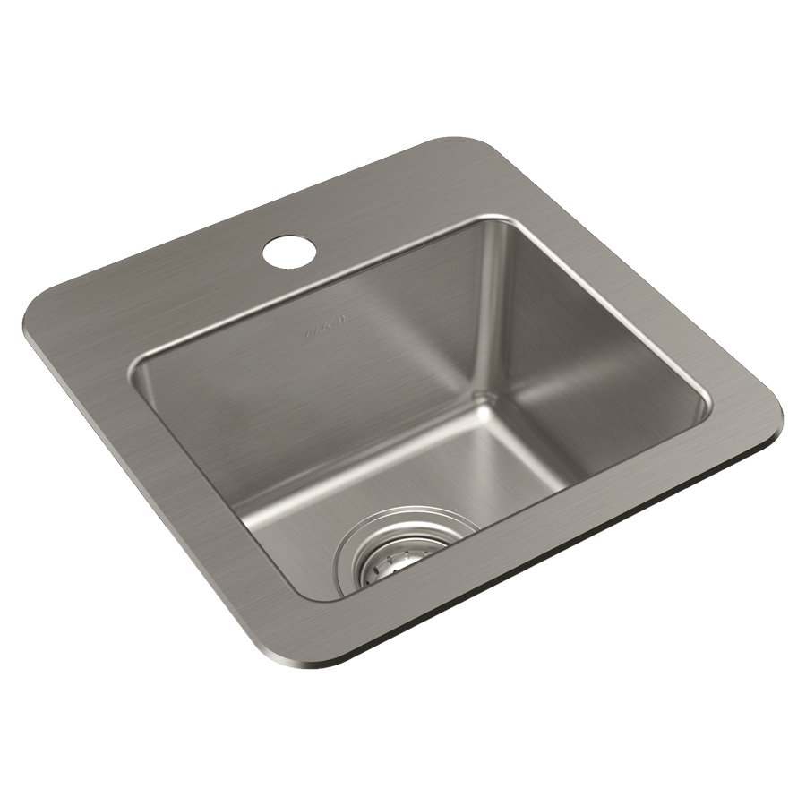 Avenue™ Stainless Steel 15" x 15" x 7" 1-Hole Single Bowl Dual Mount Bar Sink Kit