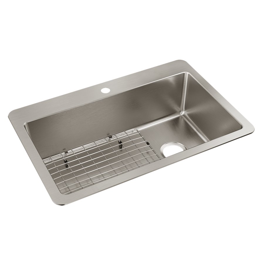 Avenue™ Stainless Steel 33" x 22" x 9" 1-Hole 1-Hole Single Bowl Dual Mount Sink Kit