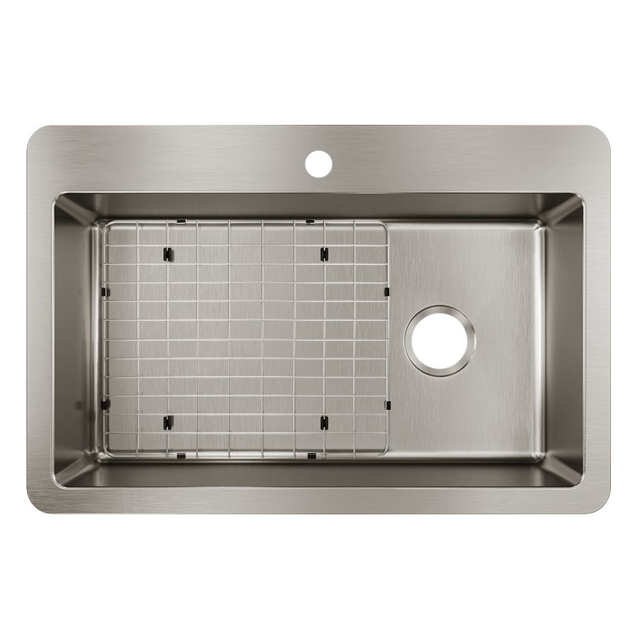 Avenue™ Stainless Steel 33" x 22" x 9" 1-Hole 1-Hole Single Bowl Dual Mount Sink Kit