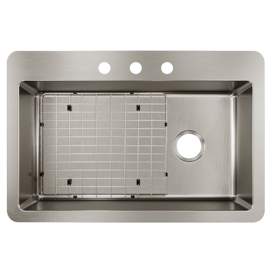 Avenue™ Stainless Steel 33" x 22" x 9" 3-Hole Single Bowl Dual Mount Sink