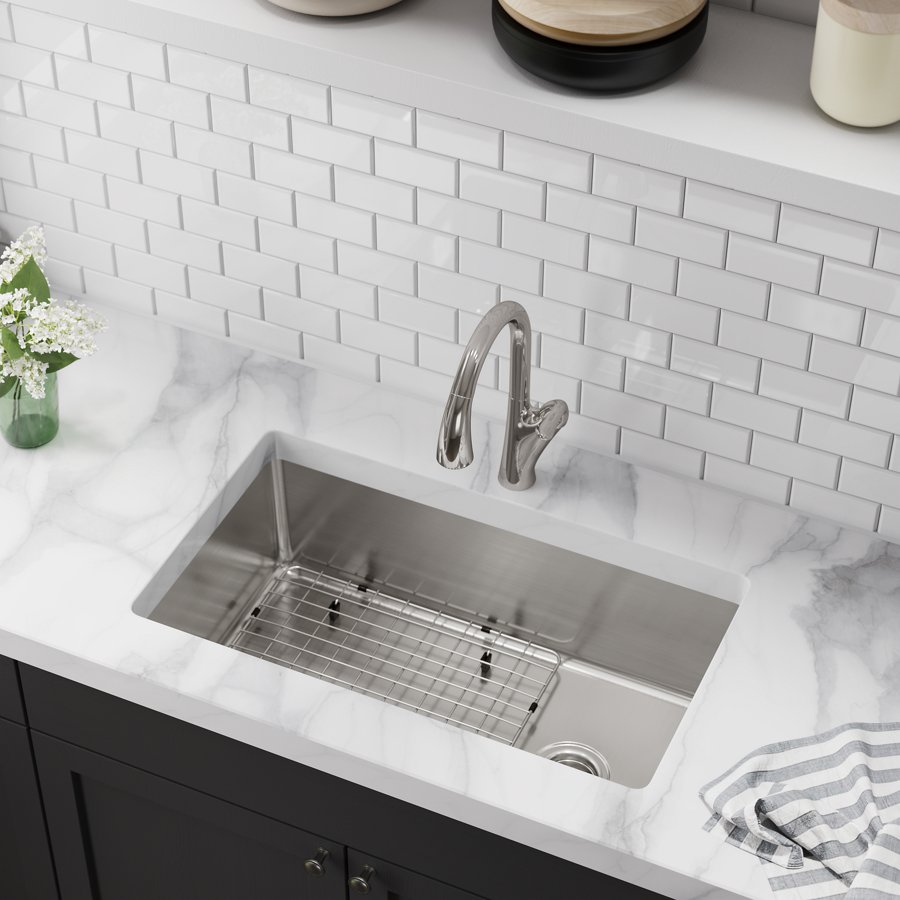 Avenue™ Stainless Steel 33" x 22" x 9" 3-Hole Single Bowl Dual Mount Sink