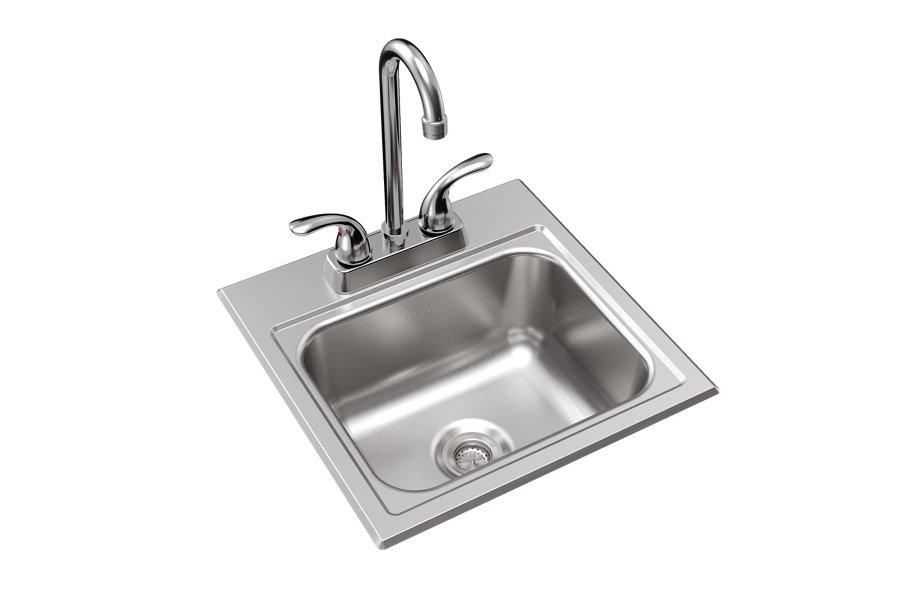 Parkway™ 15" x 15" x 6" Stainless Steel 2-Hole Single Bowl Drop-in Sink Kit