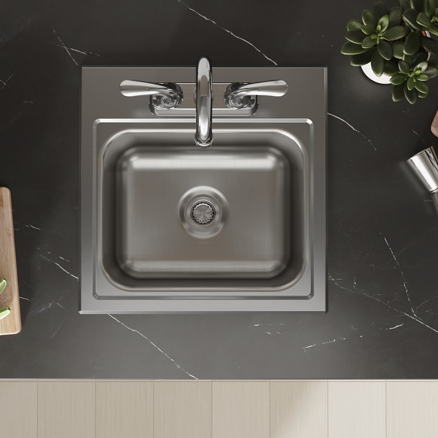 Parkway™ 15" x 15" x 6" Stainless Steel 2-Hole Single Bowl Drop-in Sink Kit