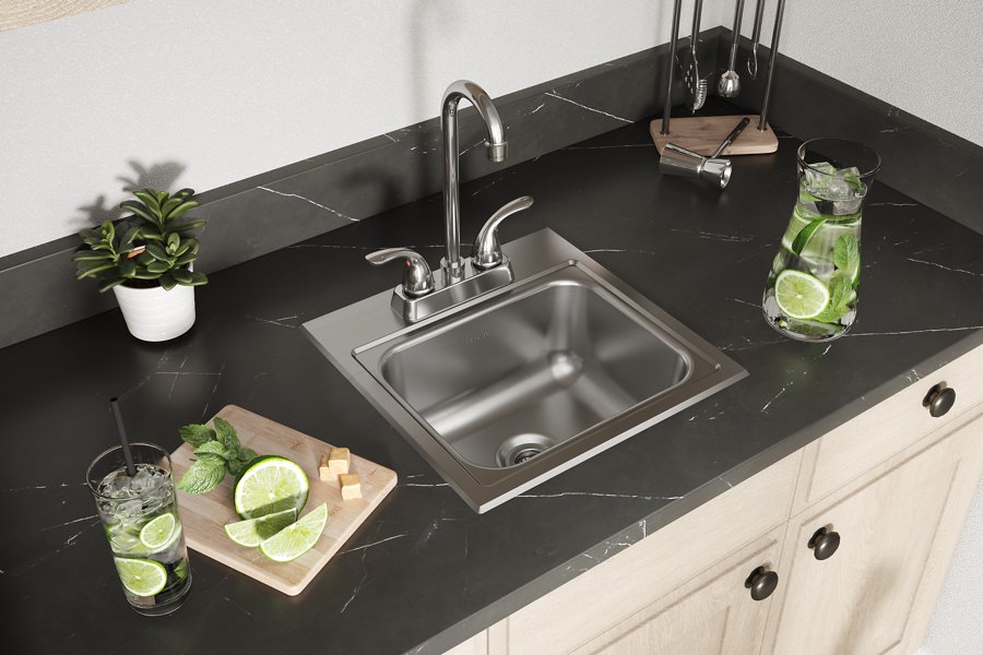 Parkway™ 15" x 15" x 6" Stainless Steel 2-Hole Single Bowl Drop-in Sink Kit