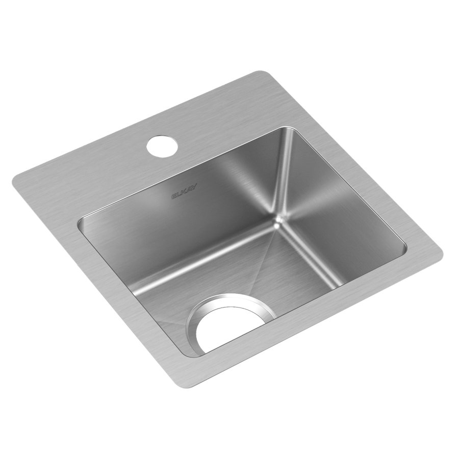 Crosstown® Stainless Steel 15" x 15" x 7" 1-Hole Single Bowl Dual Mount Sink
