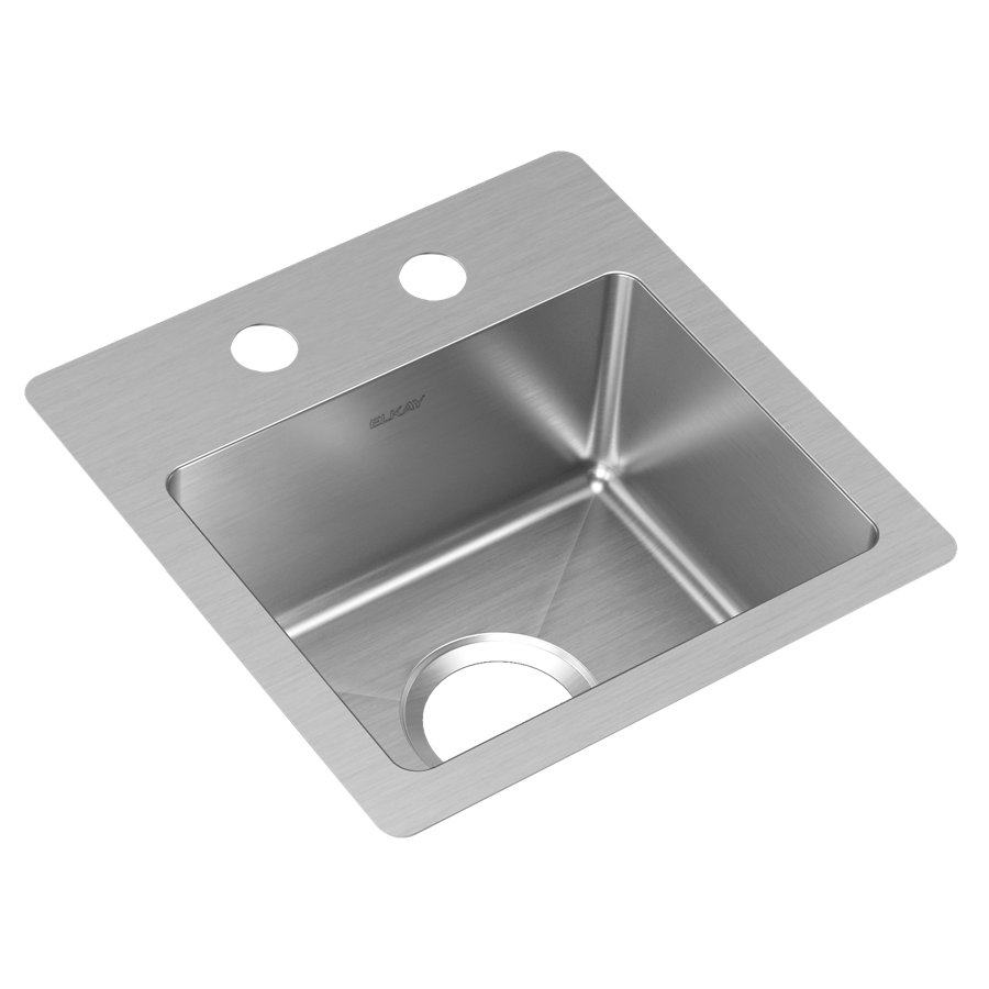 Crosstown® Stainless Steel 15" x 15" x 7" 2-Hole Single Bowl Dual Mount Sink