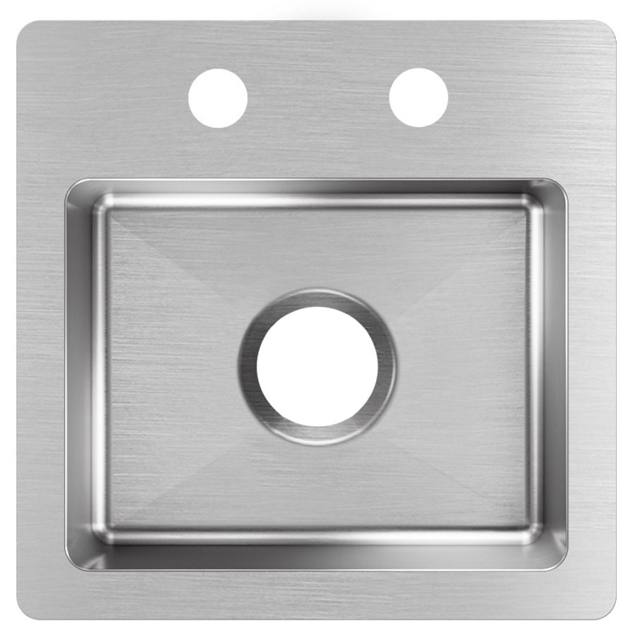 Crosstown® Stainless Steel 15" x 15" x 7" 2-Hole Single Bowl Dual Mount Sink