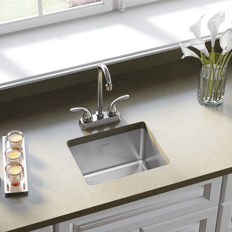 Crosstown® Stainless Steel 15" x 15" x 7" 2-Hole Single Bowl Dual Mount Sink
