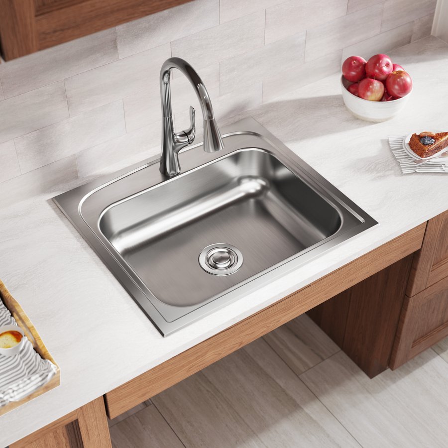 Pergola™ Stainless Steel 25" x 22" x 6" 1-Hole Single Bowl Drop-in ADA Sink