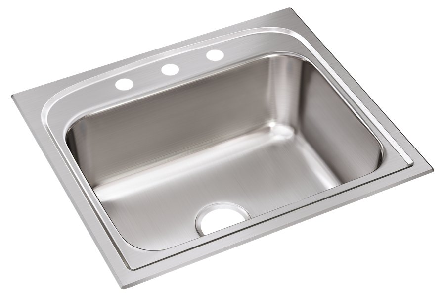 Pergola™ Stainless Steel 25" x 22" x 9-1/8" 3-Hole Single Bowl Drop-in Sink