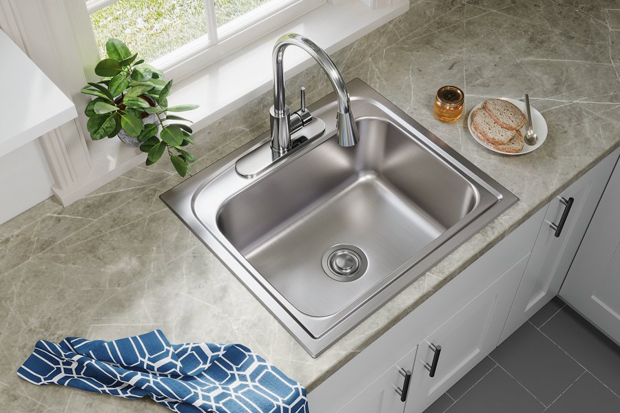 Pergola™ Stainless Steel 25" x 22" x 9-1/8" 3-Hole Single Bowl Drop-in Sink
