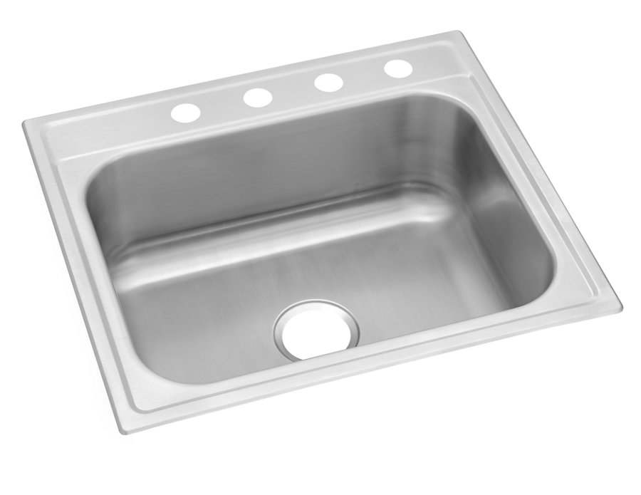 Stainless Steel 25" x 22" x 9-1/8" 4-Hole Single Bowl Drop-in Sink