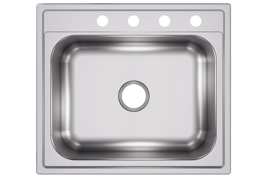 Stainless Steel 25" x 22" x 9-1/8" 4-Hole Single Bowl Drop-in Sink